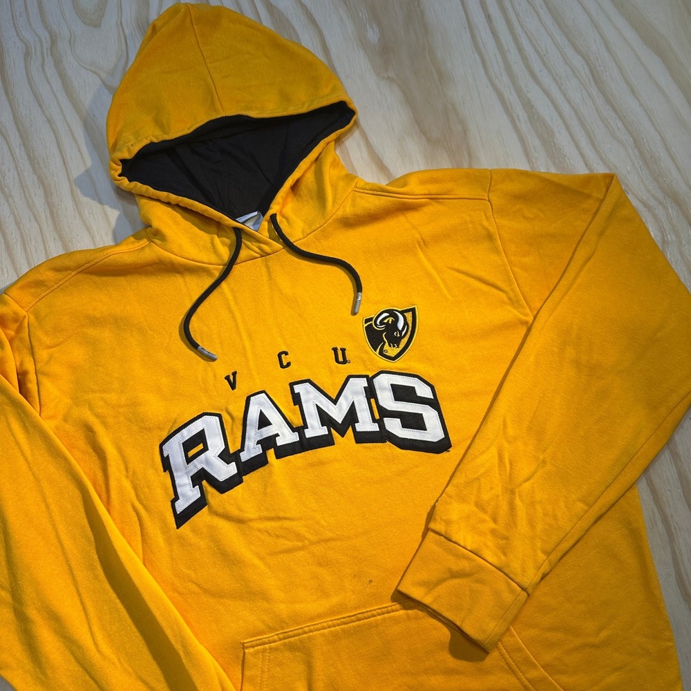 Champion Men's VCU Rams College Graphic Pullover Hoodie Yellow Sports Size XL